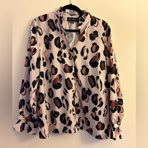 Eloquii animal print blouse with ruffle details. Size 14
